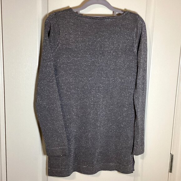 Edit By Jeanne Beker Women's Silver Sparkly Shiny Top Long Sleeves Size M - Picture 5 of 8